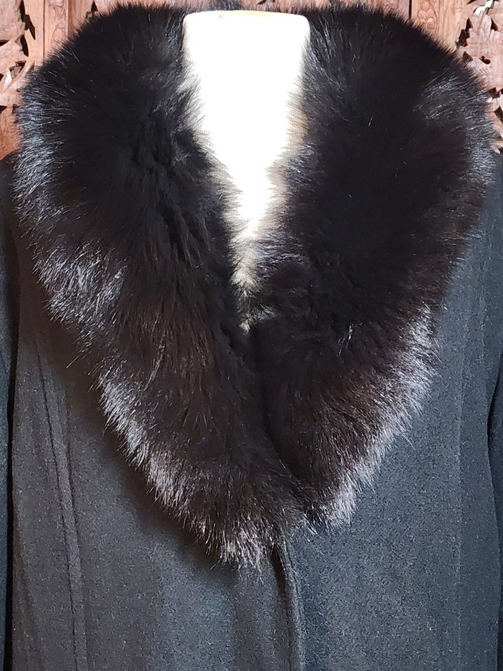 Vintage Marvin Richards Lambs Wool & Real Fox Fur Coat With Hand Beaded Cuffs